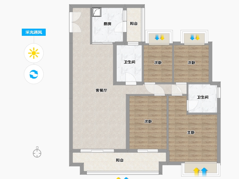 广东省-佛山市-中交诚湾悦府-97.00-户型库-采光通风