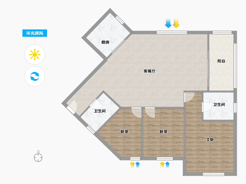 浙江省-杭州市-临江花园-110.00-户型库-采光通风