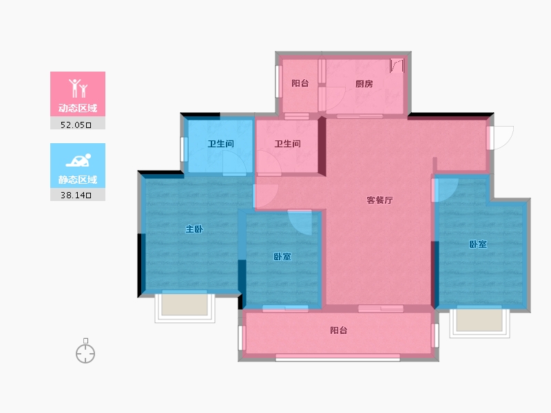 重庆-重庆市-阳光城·文澜府-83.00-户型库-动静分区