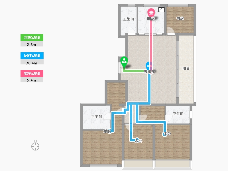 浙江省-杭州市-时代滨江丹枫四季院-138.20-户型库-动静线