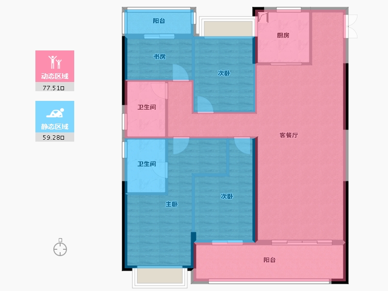 湖南省-长沙市-弘坤东昇-124.00-户型库-动静分区