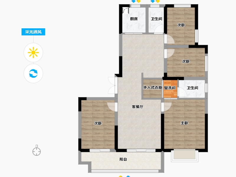 江苏省-连云港市-恒润郁洲府-100.00-户型库-采光通风