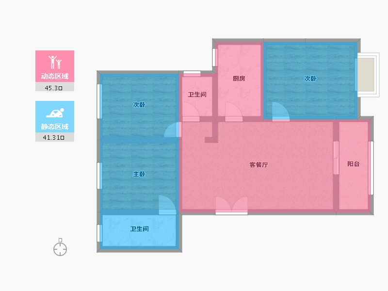 河南省-安阳市-上东国际-76.00-户型库-动静分区