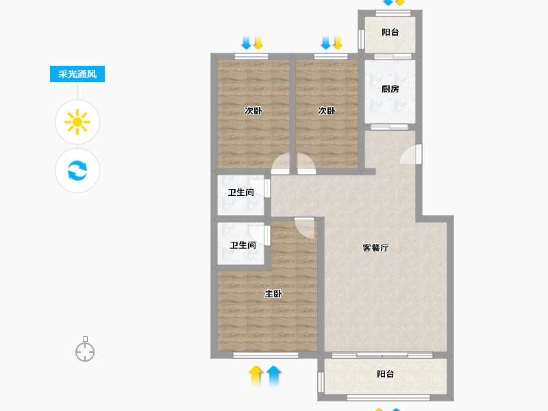 天津-天津市-芳园里-120.00-户型库-采光通风