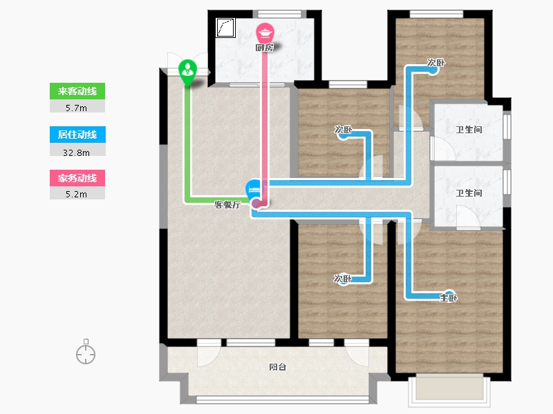 山东省-菏泽市-鲁商蓝岸公馆-111.21-户型库-动静线