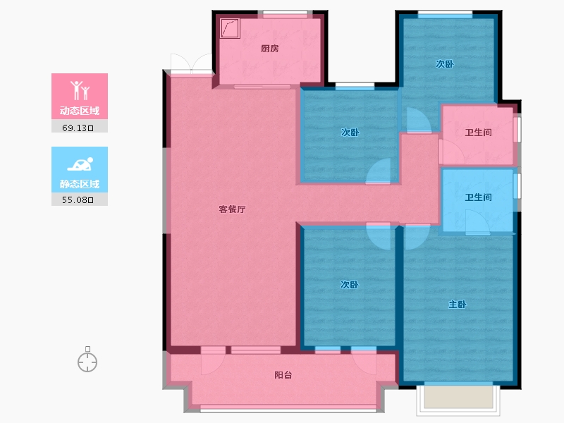 山东省-菏泽市-鲁商蓝岸公馆-111.21-户型库-动静分区