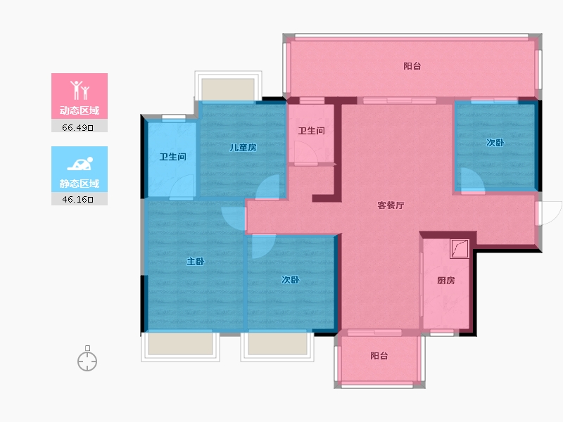 广西壮族自治区-南宁市-大唐院子-89.85-户型库-动静分区