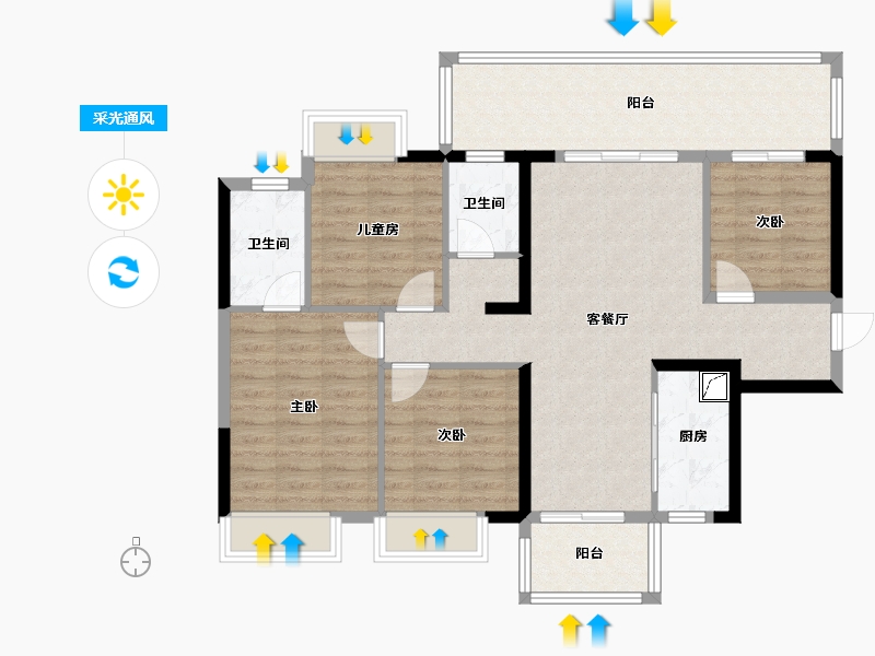 广西壮族自治区-南宁市-大唐院子-89.85-户型库-采光通风