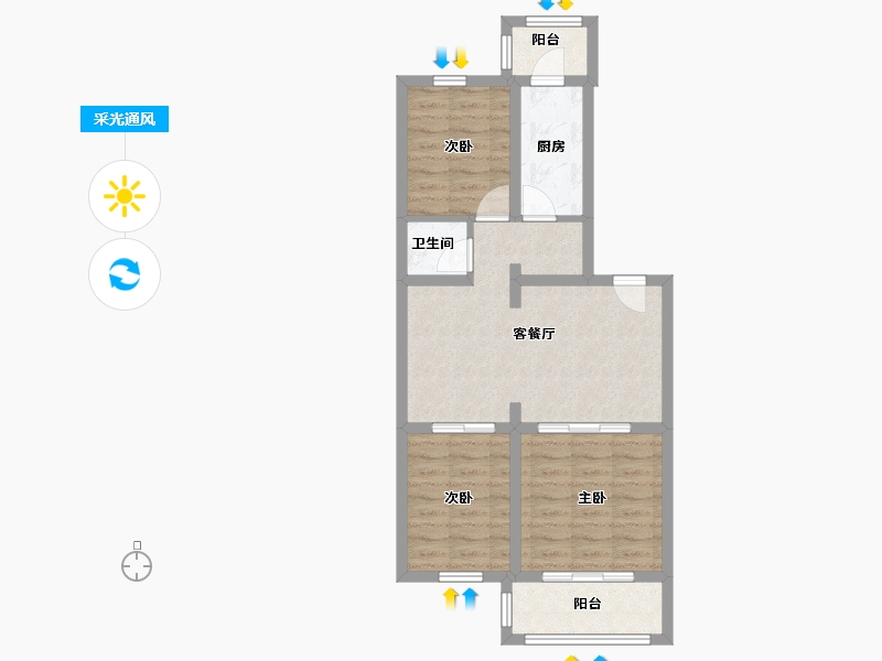 北京-北京市-枣园小区-81.22-户型库-采光通风