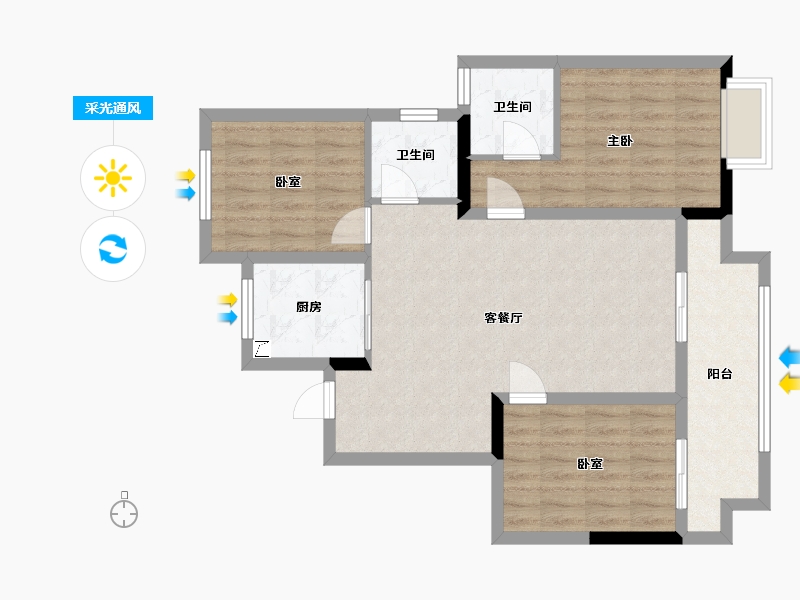 江苏省-常州市-晋陵和庭-88.00-户型库-采光通风