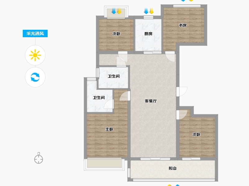 江苏省-泰州市-绿城春江明月-142.75-户型库-采光通风