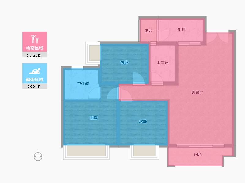 四川省-绵阳市-兴发孔雀城-83.88-户型库-动静分区