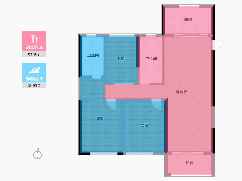 江苏省-泰州市-中天桃李景园-90.00-户型库-动静分区