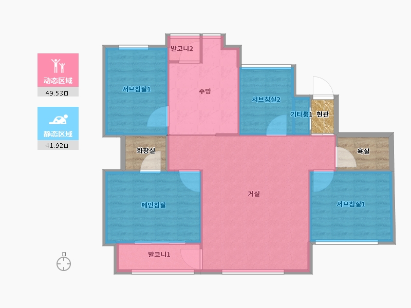 서울특별시-강남구-래미안대치팰리스2단지-92.33-户型库-动静分区