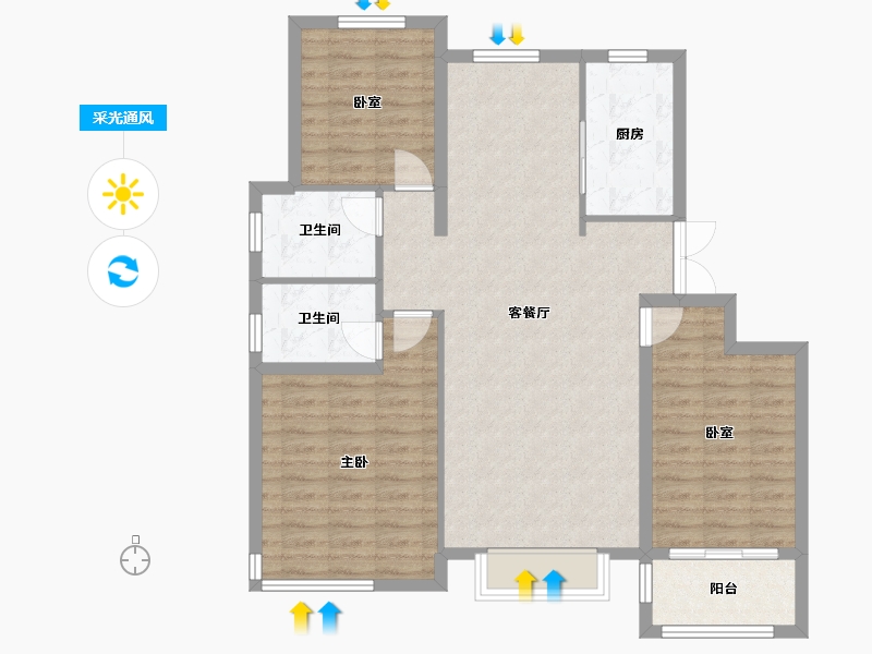 河北省-沧州市-玉玺台-100.00-户型库-采光通风