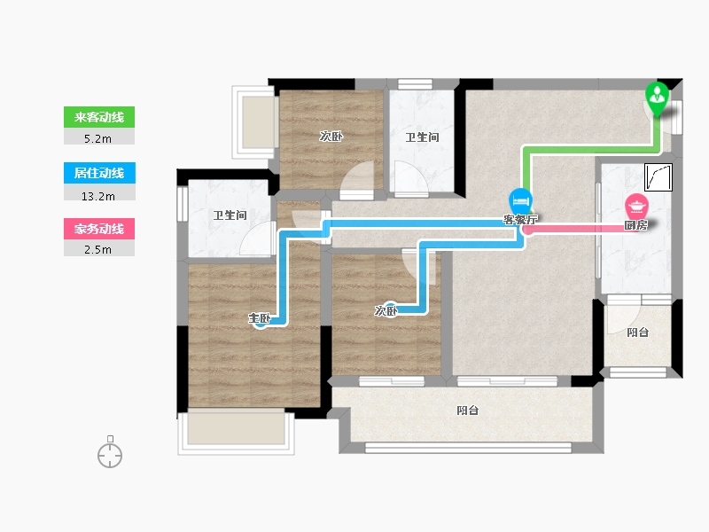 重庆-重庆市-融创云湖十里-80.00-户型库-动静线