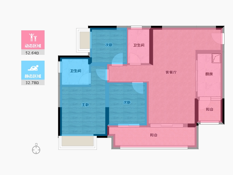 重庆-重庆市-融创云湖十里-80.00-户型库-动静分区