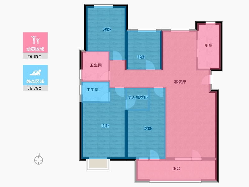 山东省-青岛市-禹洲弘阳天赋云海-113.00-户型库-动静分区