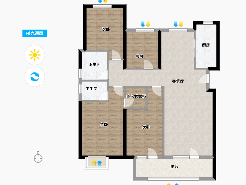 山东省-青岛市-禹洲弘阳天赋云海-113.00-户型库-采光通风