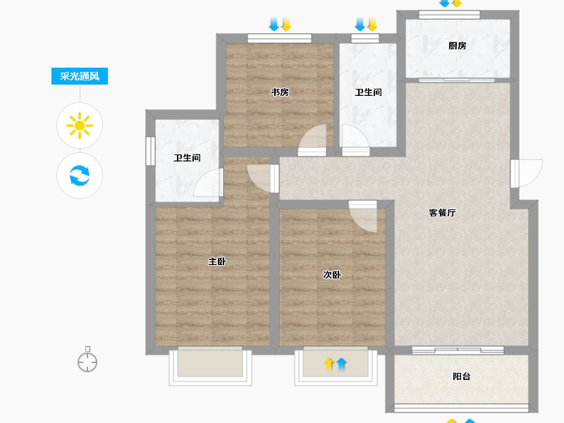 河北省-石家庄市-清河湾东区-82.00-户型库-采光通风