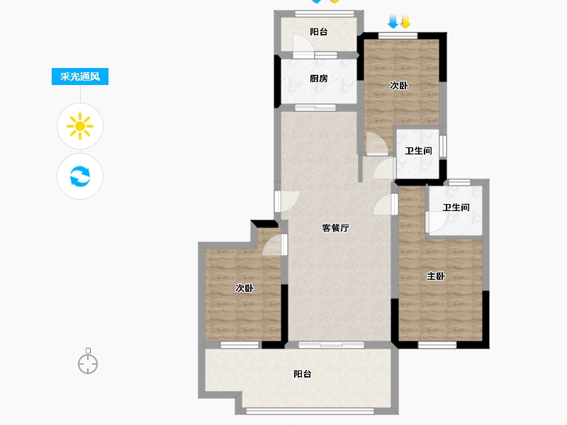 河南省-驻马店市-阳光翡翠院子-100.00-户型库-采光通风