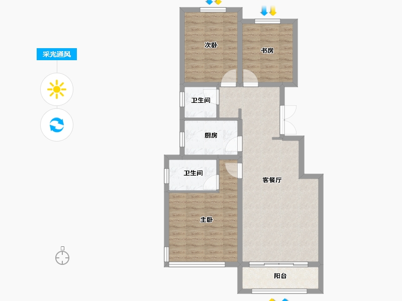 河北省-保定市-尧都瑞府-90.00-户型库-采光通风