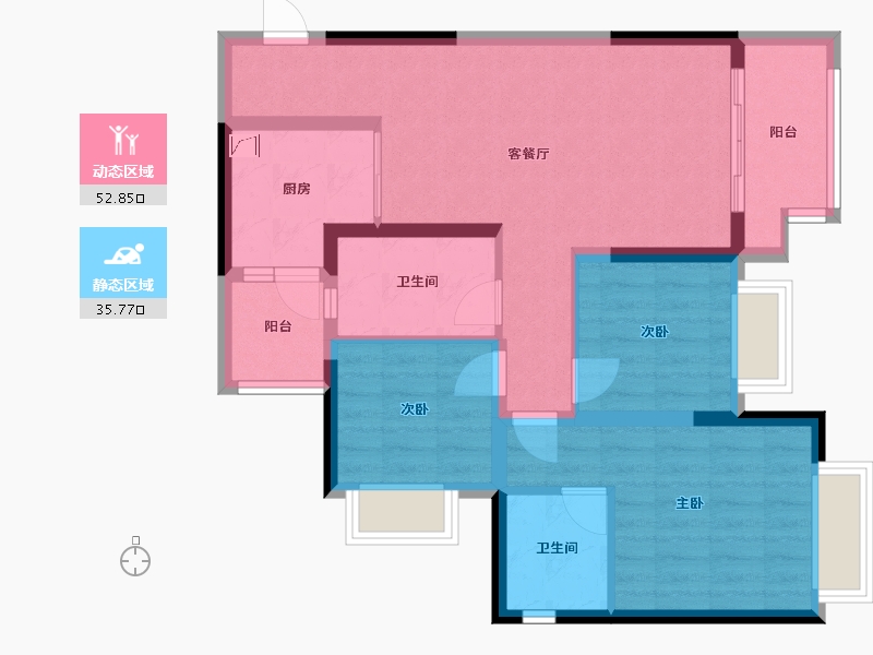 重庆-重庆市-龙湖森镜-78.00-户型库-动静分区