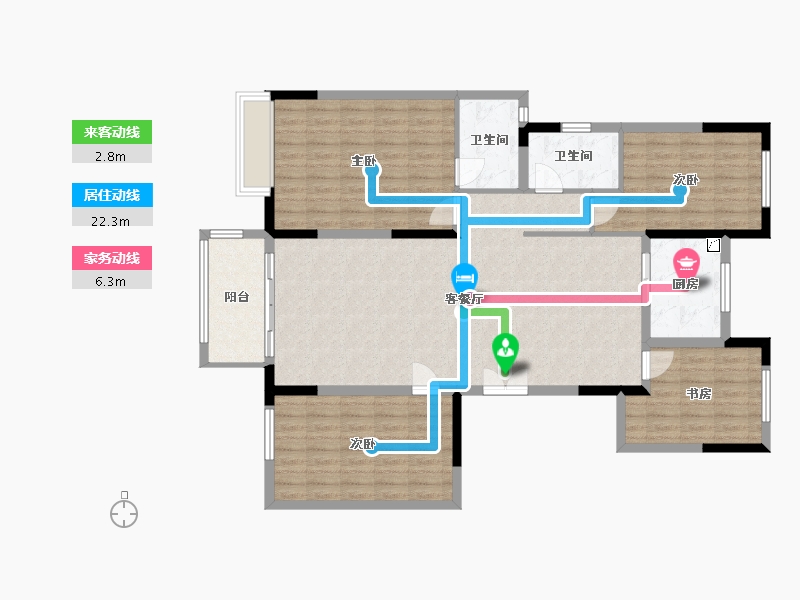 河南省-开封市-碧桂园-125.00-户型库-动静线