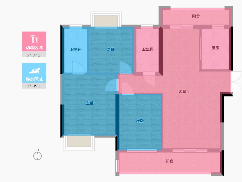 湖北省-宜昌市-龙盘湖世纪山水-87.54-户型库-动静分区