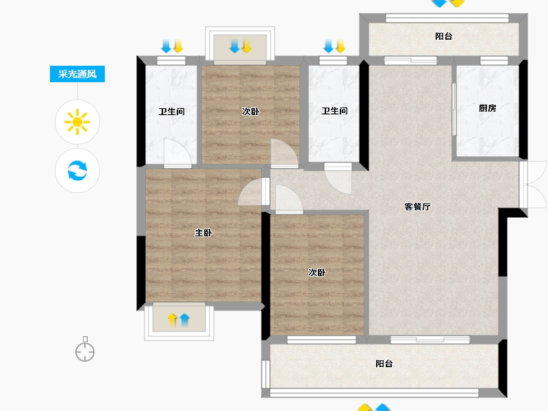 湖北省-宜昌市-龙盘湖世纪山水-87.54-户型库-采光通风