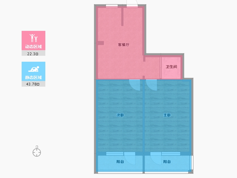 北京-北京市-成府路20号院-57.60-户型库-动静分区