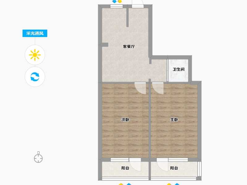 北京-北京市-成府路20号院-57.60-户型库-采光通风