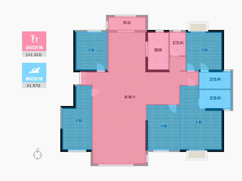 云南省-红河哈尼族彝族自治州-碧桂园-191.00-户型库-动静分区