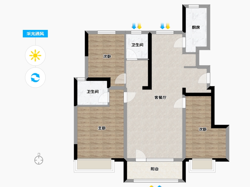 山东省-威海市-龙湖·春江天境-96.00-户型库-采光通风