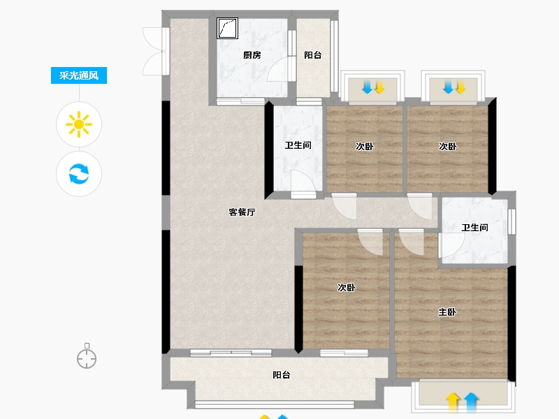 广东省-佛山市-中交诚湾悦府-96.00-户型库-采光通风