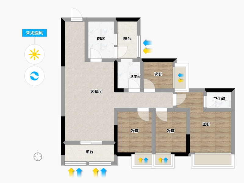 重庆-重庆市-高铁景苑-105.00-户型库-采光通风