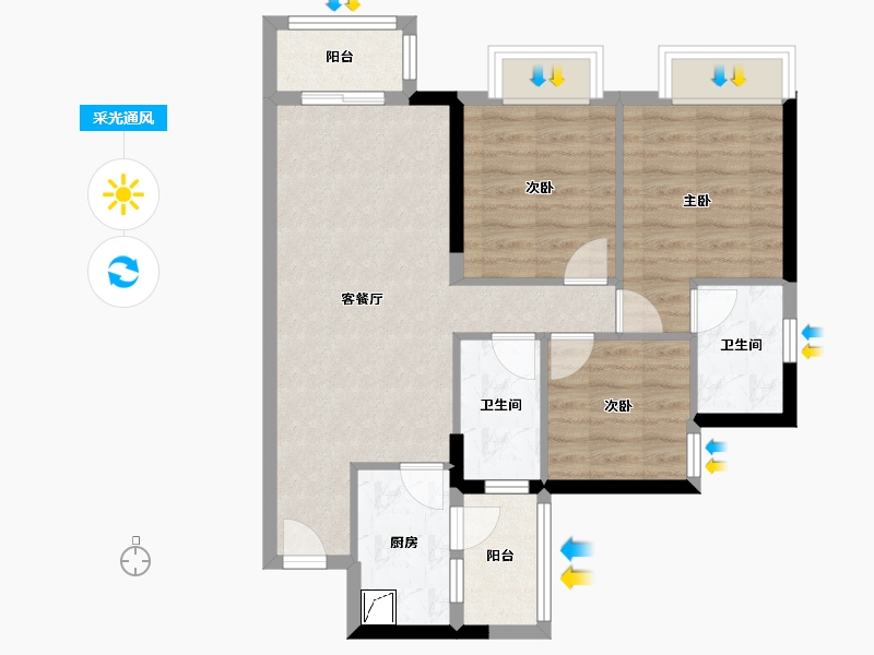 广东省-佛山市-泷景花园-70.00-户型库-采光通风