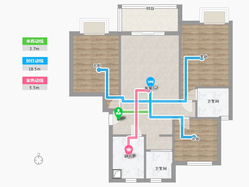 浙江省-宁波市-红星紫御半岛-75.00-户型库-动静线