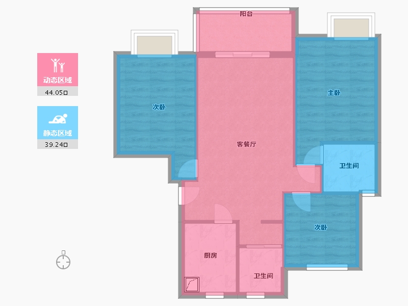 浙江省-宁波市-红星紫御半岛-75.00-户型库-动静分区