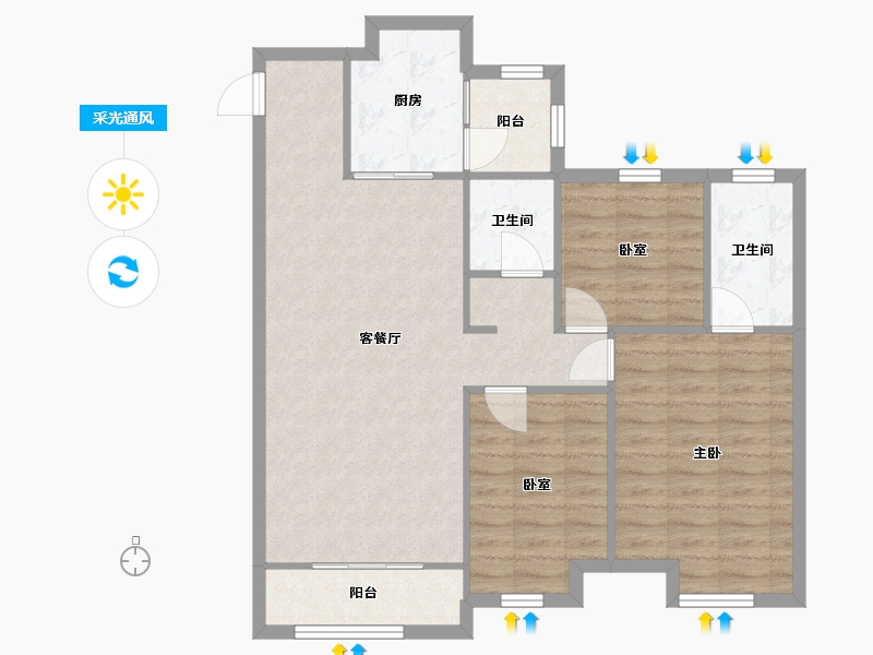 江苏省-苏州市-碧桂园凤凰城-88.00-户型库-采光通风