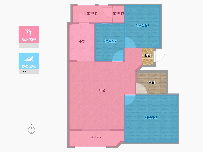 서울특별시-강동구-현대3차-89.07-户型库-动静分区