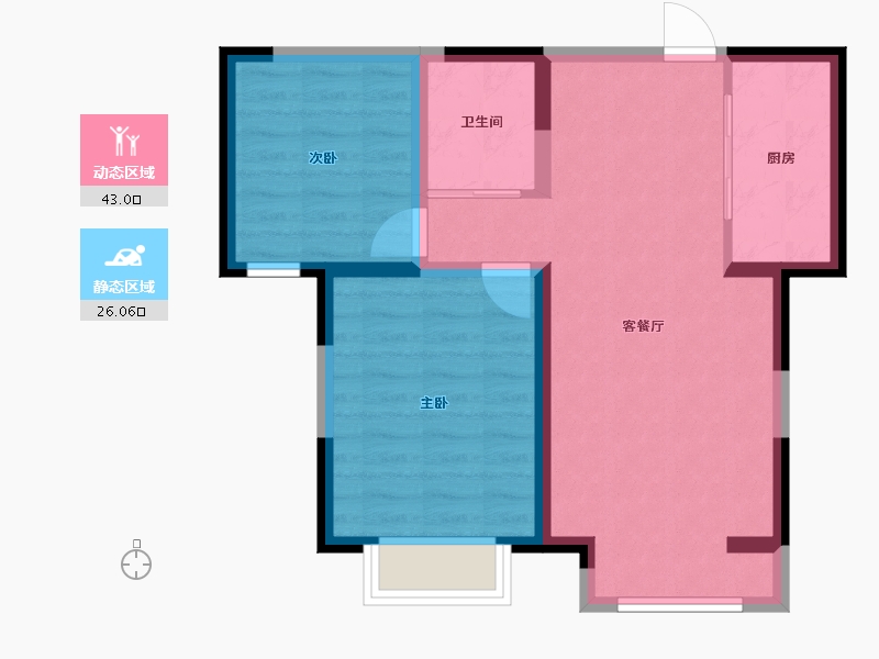 河北省-廊坊市-宏泰龙河枫景-61.78-户型库-动静分区