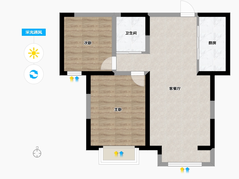 河北省-廊坊市-宏泰龙河枫景-61.78-户型库-采光通风