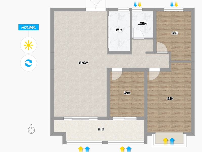 山东省-临沂市-天基云蒙庄园-90.00-户型库-采光通风