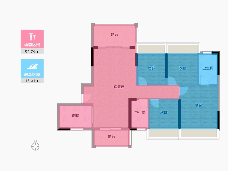 广东省-清远市-瀚清华府-95.31-户型库-动静分区