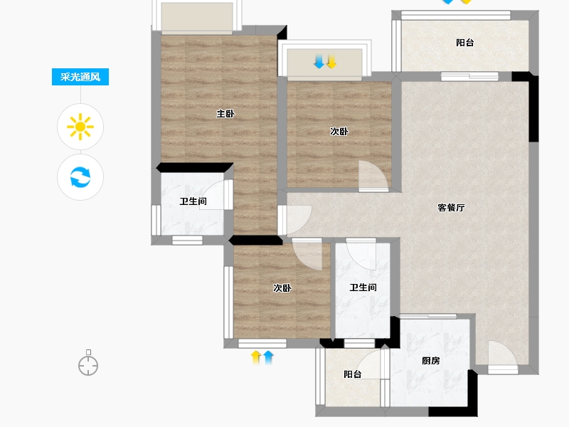 四川省-内江市-邦泰大学城1号-89.00-户型库-采光通风