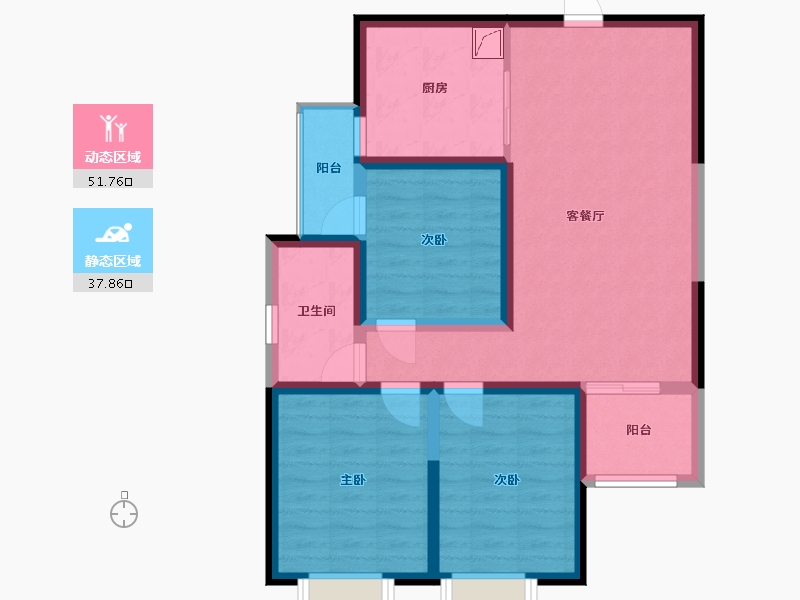 陕西省-西安市-龙腾万都汇-84.00-户型库-动静分区