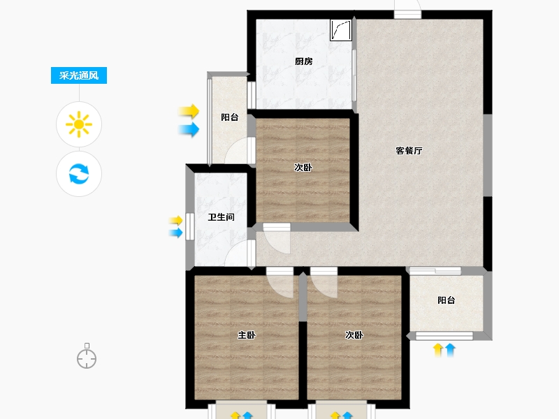 陕西省-西安市-龙腾万都汇-84.00-户型库-采光通风