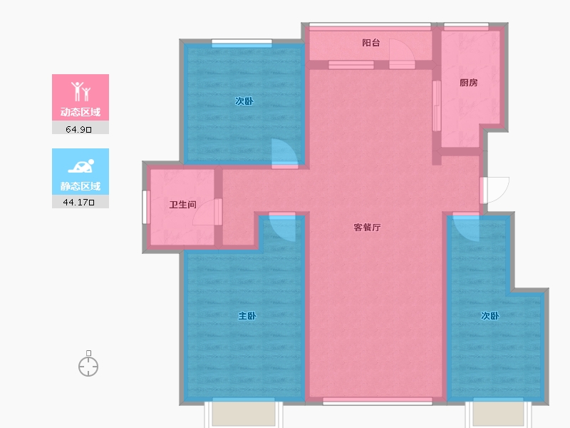 新疆维吾尔自治区-昌吉回族自治州-龙湖湾小区-108.00-户型库-动静分区