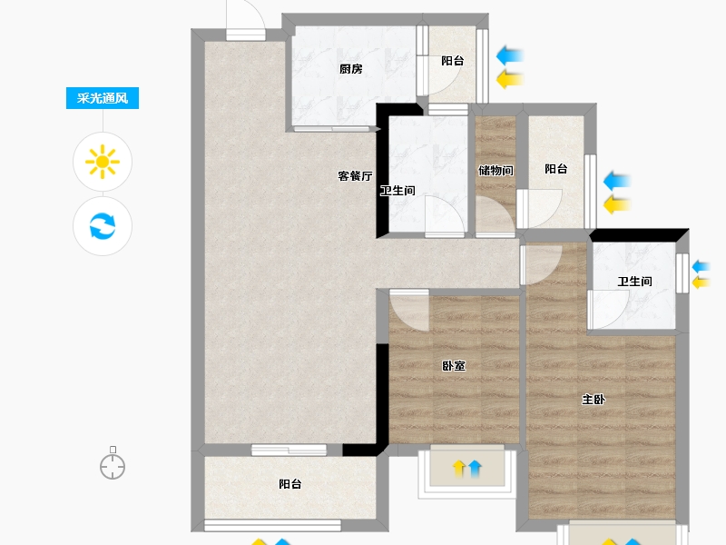 广东省-清远市-奥园合创新城-70.00-户型库-采光通风